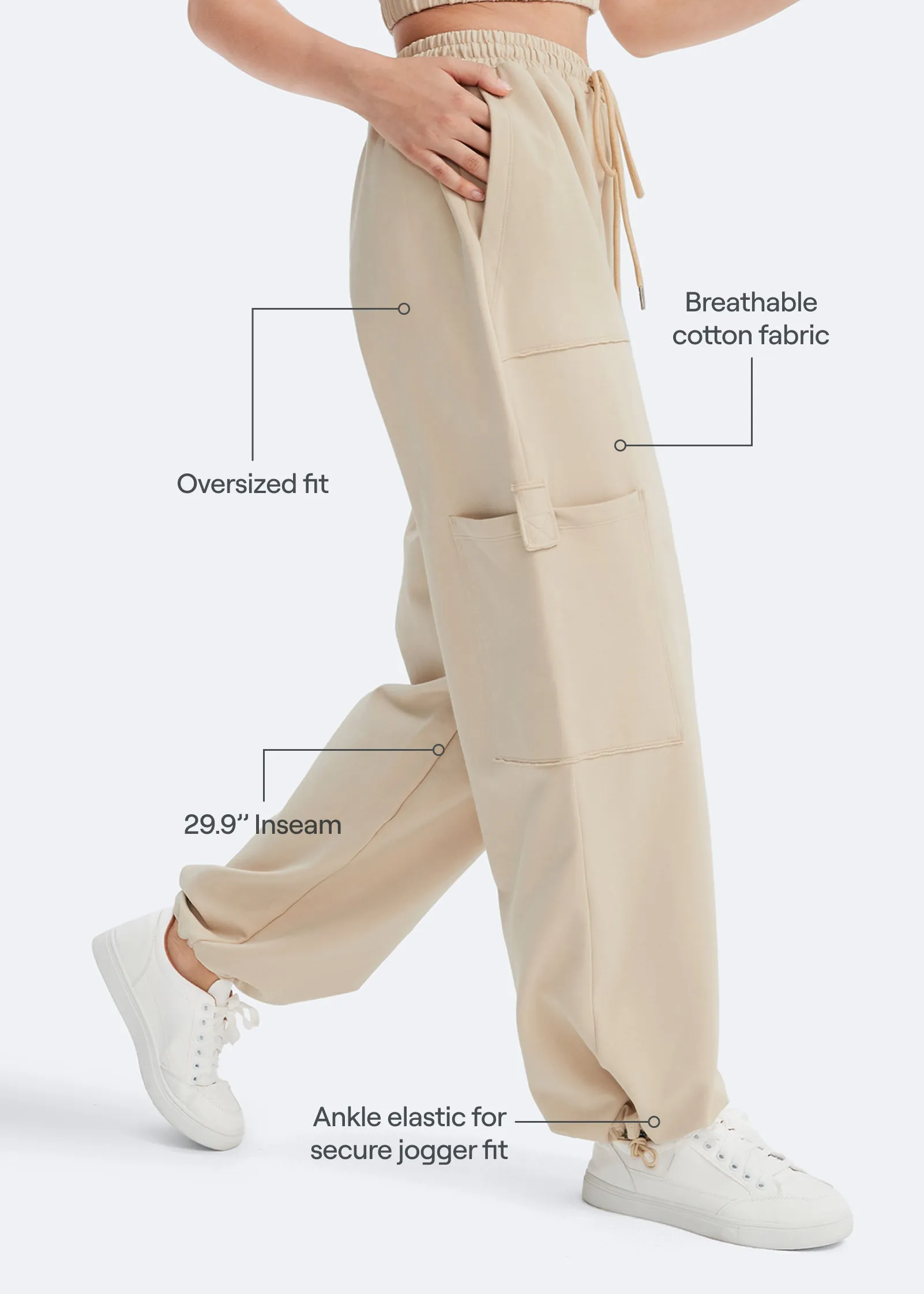 Casual Drawstring Waist Sweatpants sold by BetterMe product image thumbnail 3