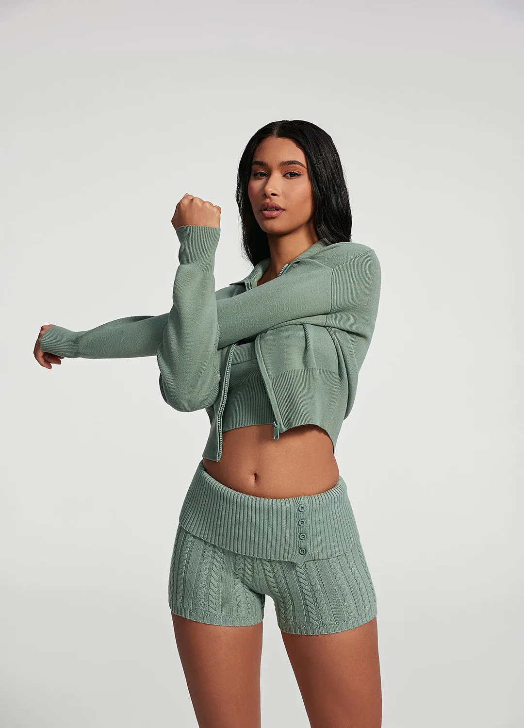 Knit Cropped Zip-Up Jacket sold by BetterMe product image thumbnail 5