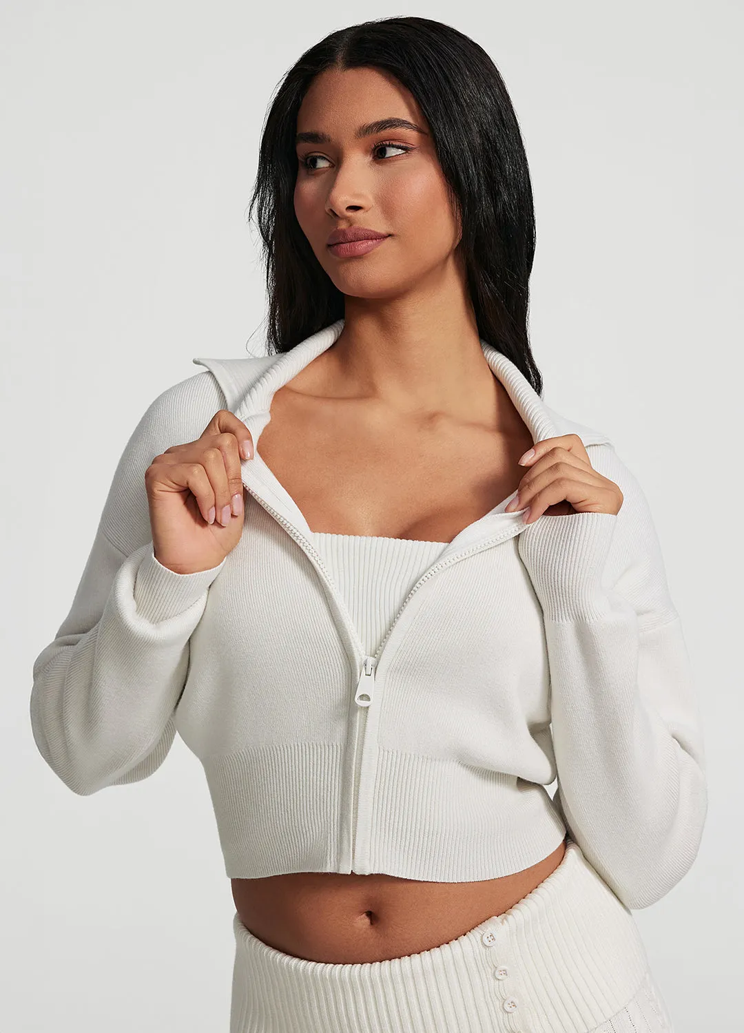 Knit Cropped Zip-Up Jacket sold by BetterMe product image thumbnail 4