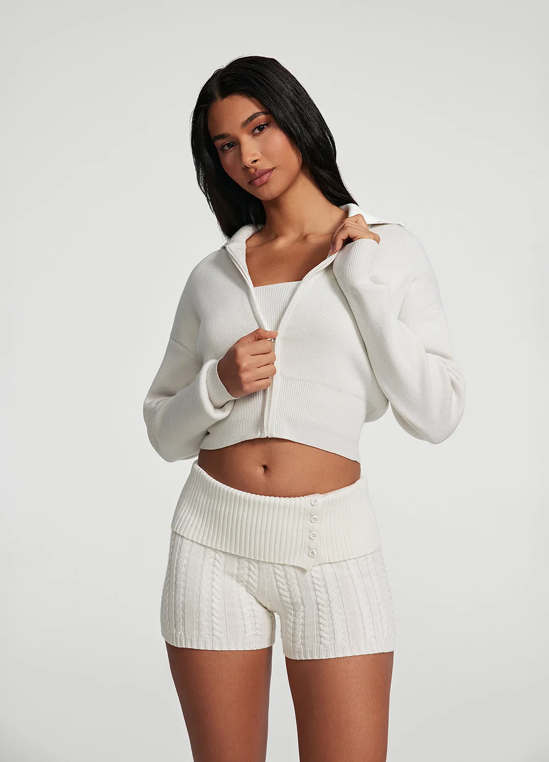 Knit Cropped Zip-Up Jacket sold by BetterMe