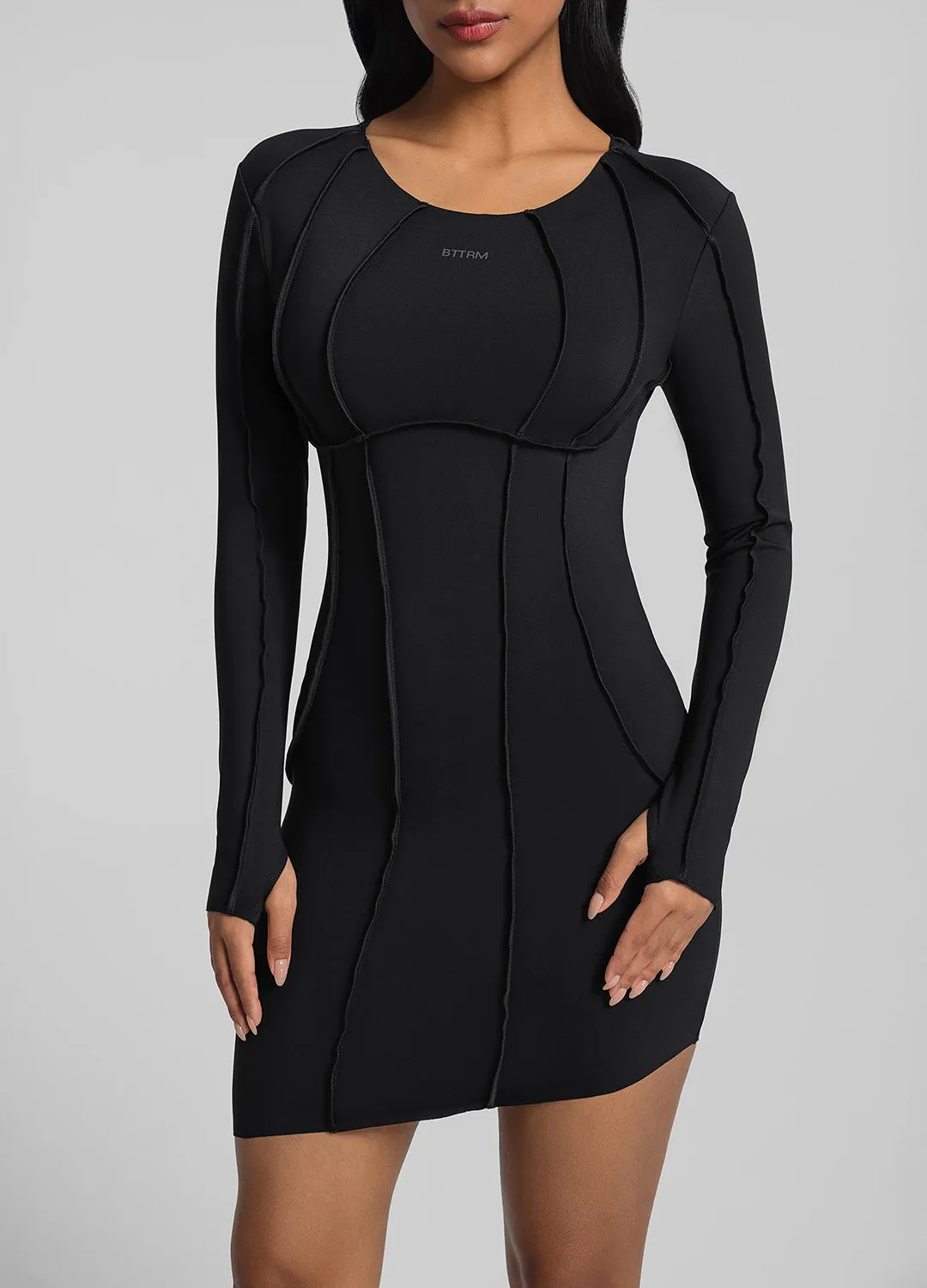 Curved Stitching Mini Dress sold by BetterMe product image thumbnail 4