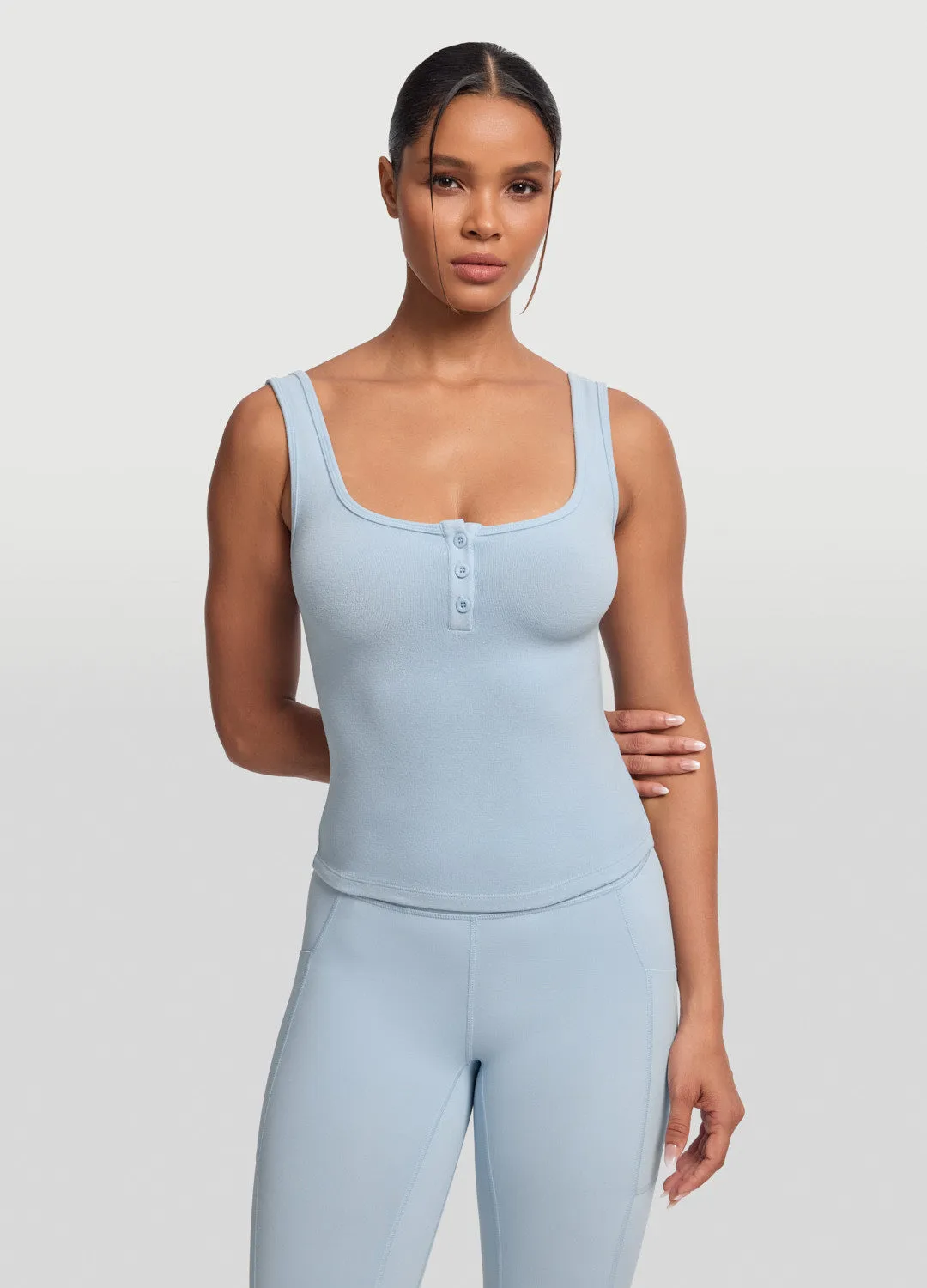 Button Front Tank Top sold by BetterMe
