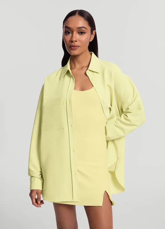 Textured Oversized Button-Up Shirt sold by BetterMe