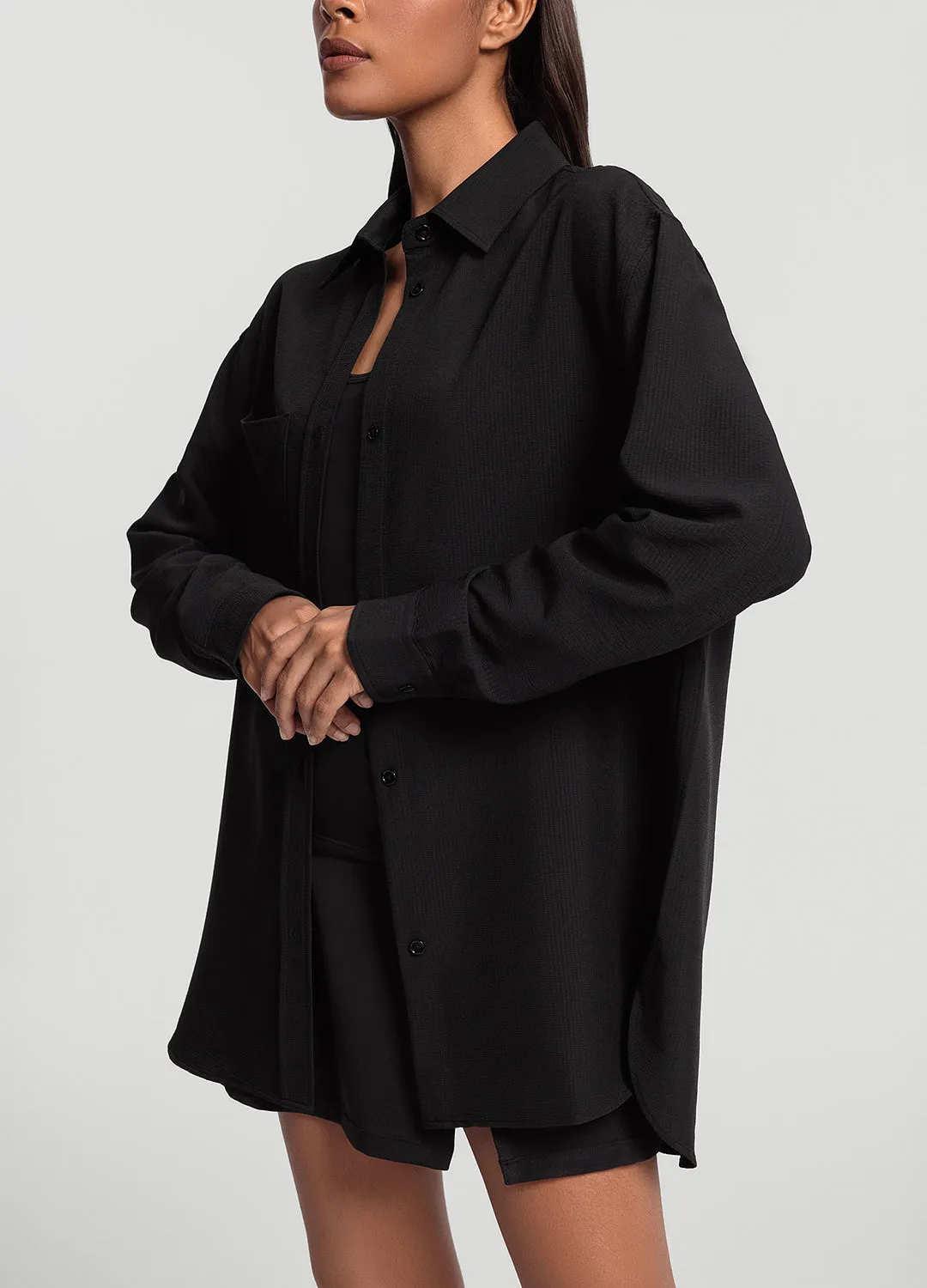 Textured Oversized Button-Up Shirt sold by BetterMe product image thumbnail 5