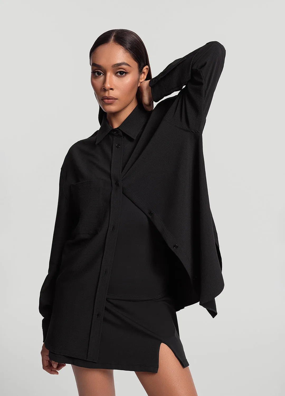 Textured Oversized Button-Up Shirt sold by BetterMe product image thumbnail 4