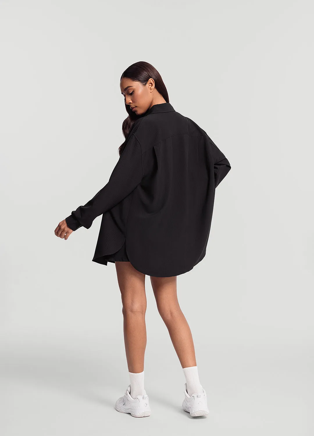 Textured Oversized Button-Up Shirt sold by BetterMe