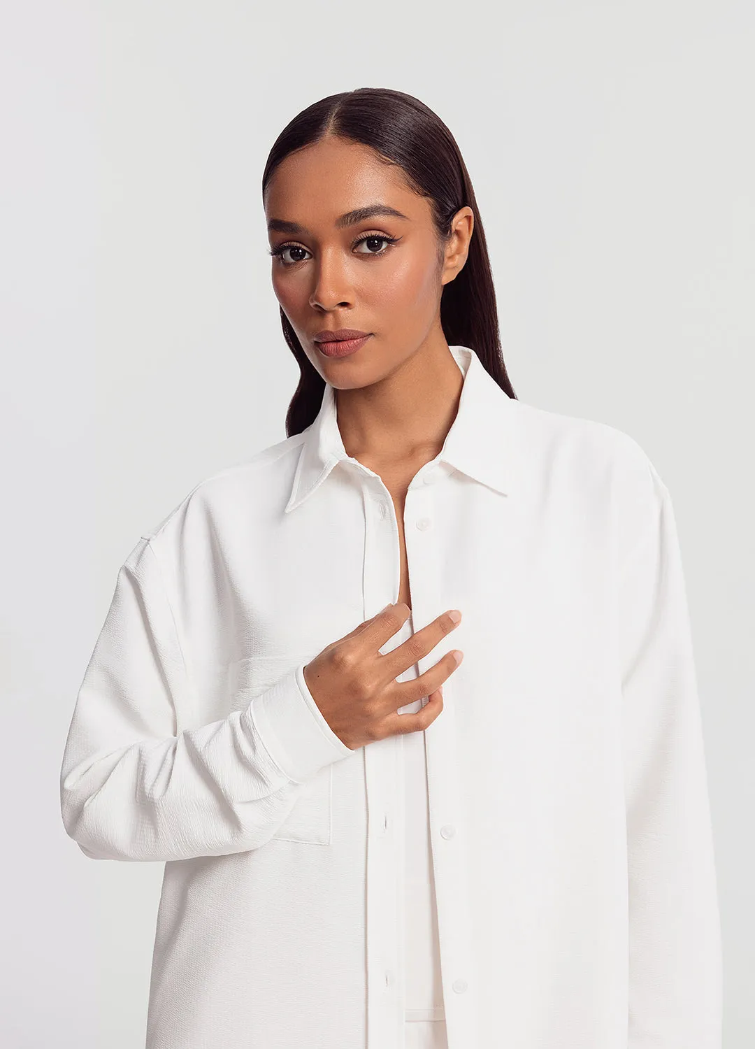Textured Oversized Button-Up Shirt sold by BetterMe product image thumbnail 4