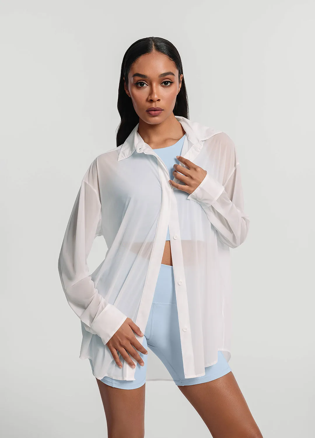 Sheer Button-Up Shirt sold by BetterMe
