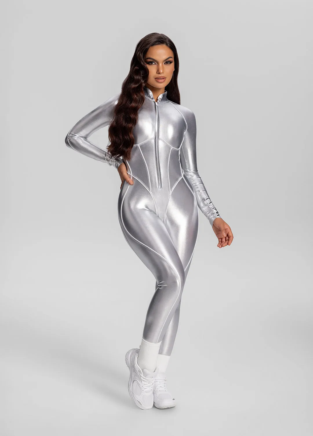 Shiny Steel Closed-Back Catsuit sold by BetterMe
