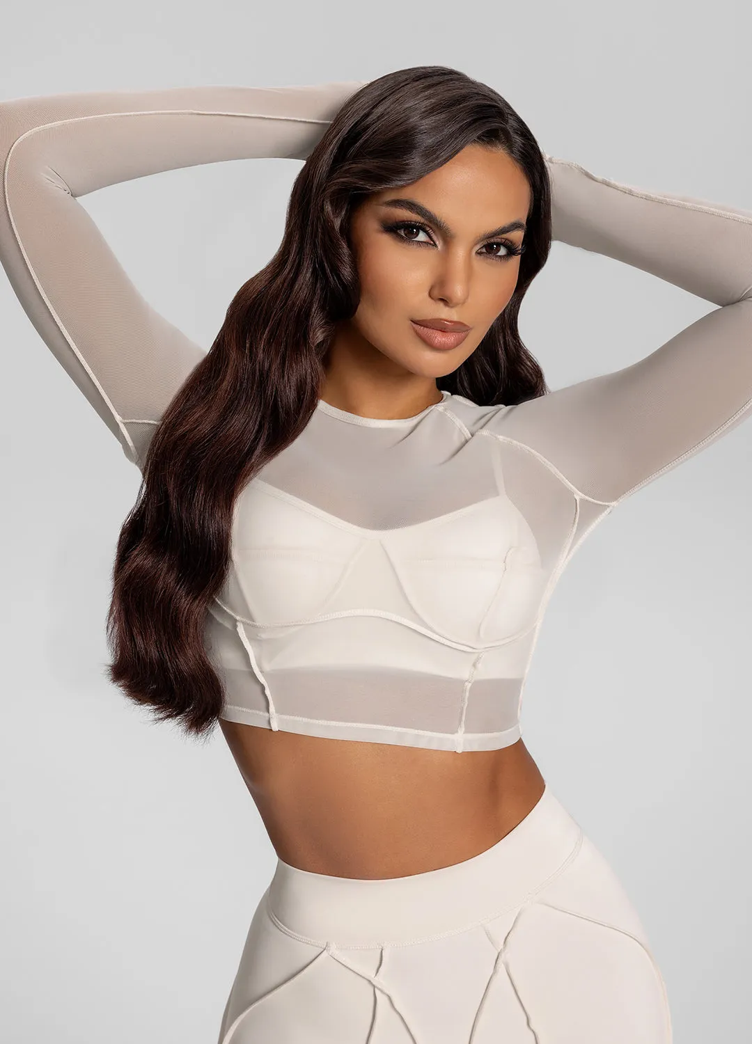 Contoured Sheer Long Sleeve Crop sold by BetterMe product image thumbnail 5