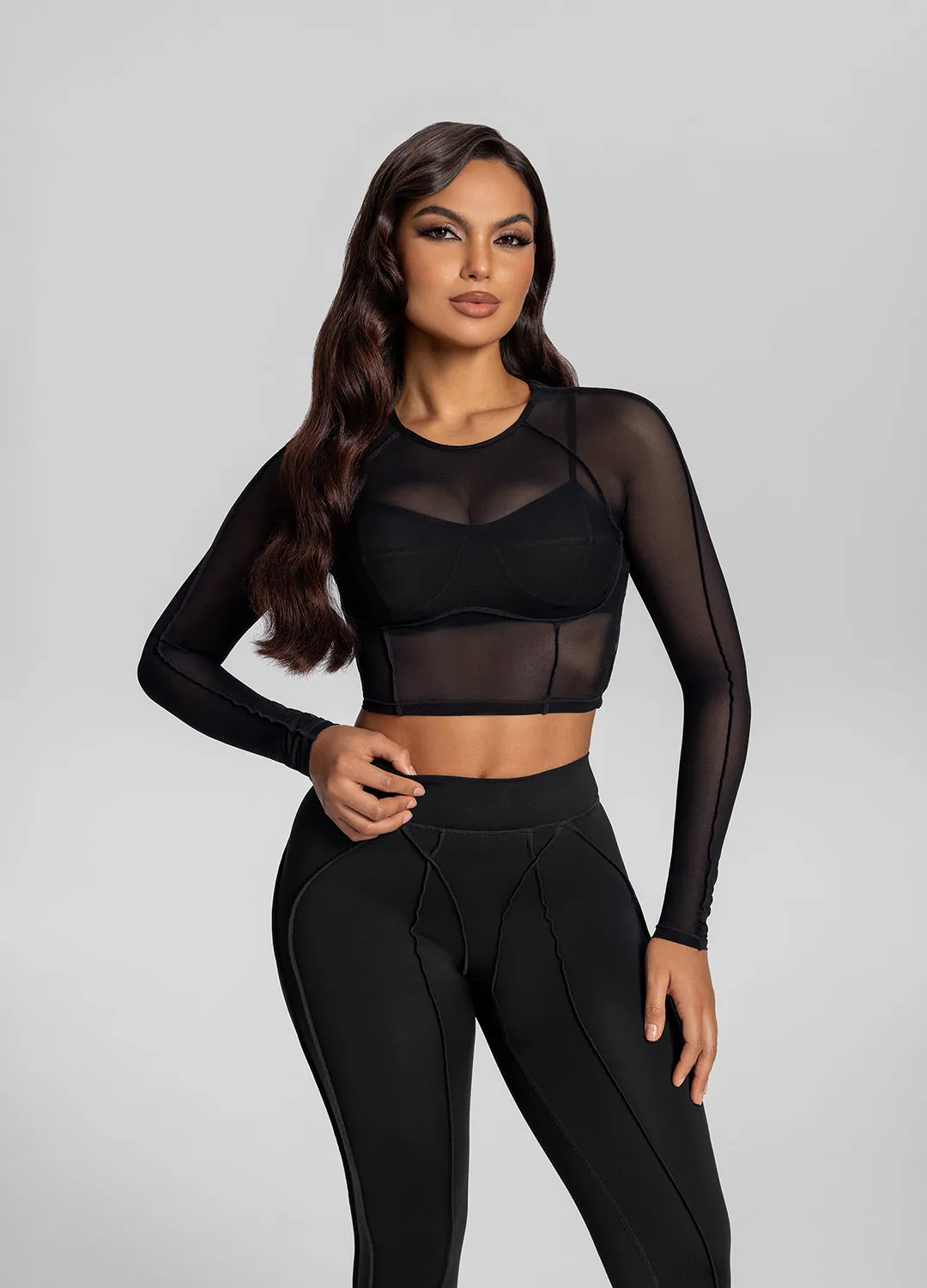 Contoured Sheer Long Sleeve Crop sold by BetterMe