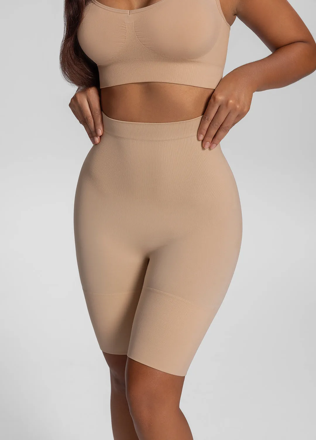 Seamless Mid-Thigh Tummy-Control Butt-Lifting Sculpting Shorts sold by BetterMe product image thumbnail 4