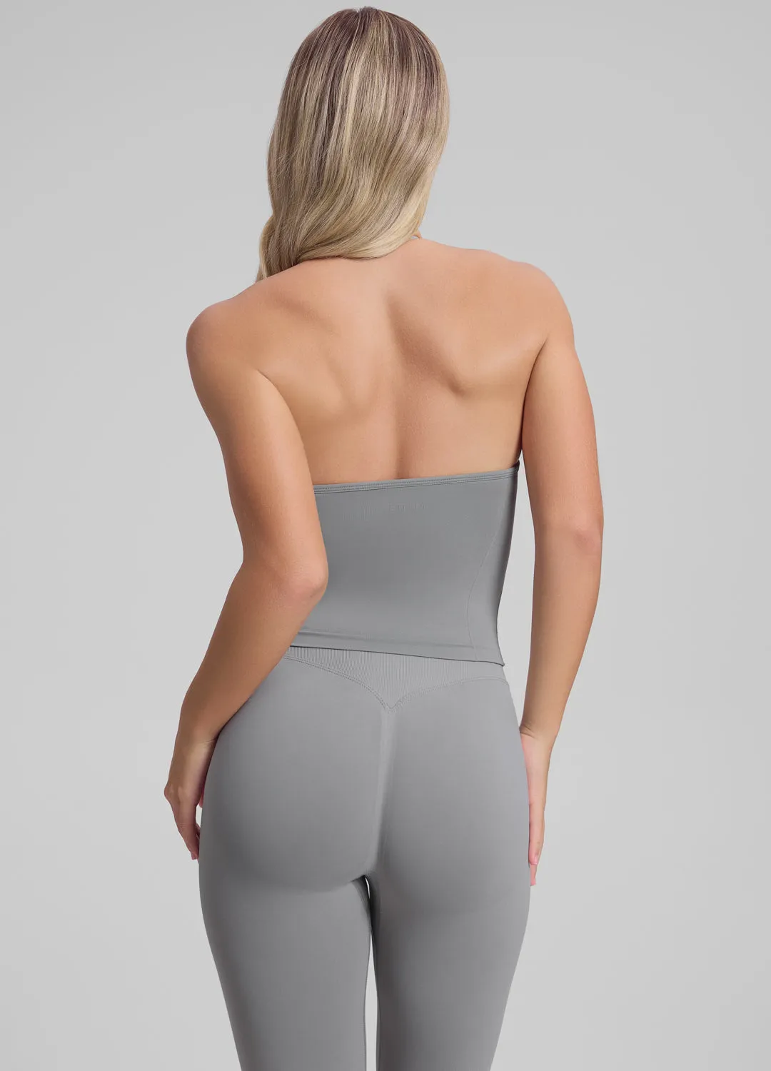 Ultrasculpt Longline Halterneck Form-Fitting Built-in Bra Twill Knit Tank Top sold by BetterMe product image thumbnail 3