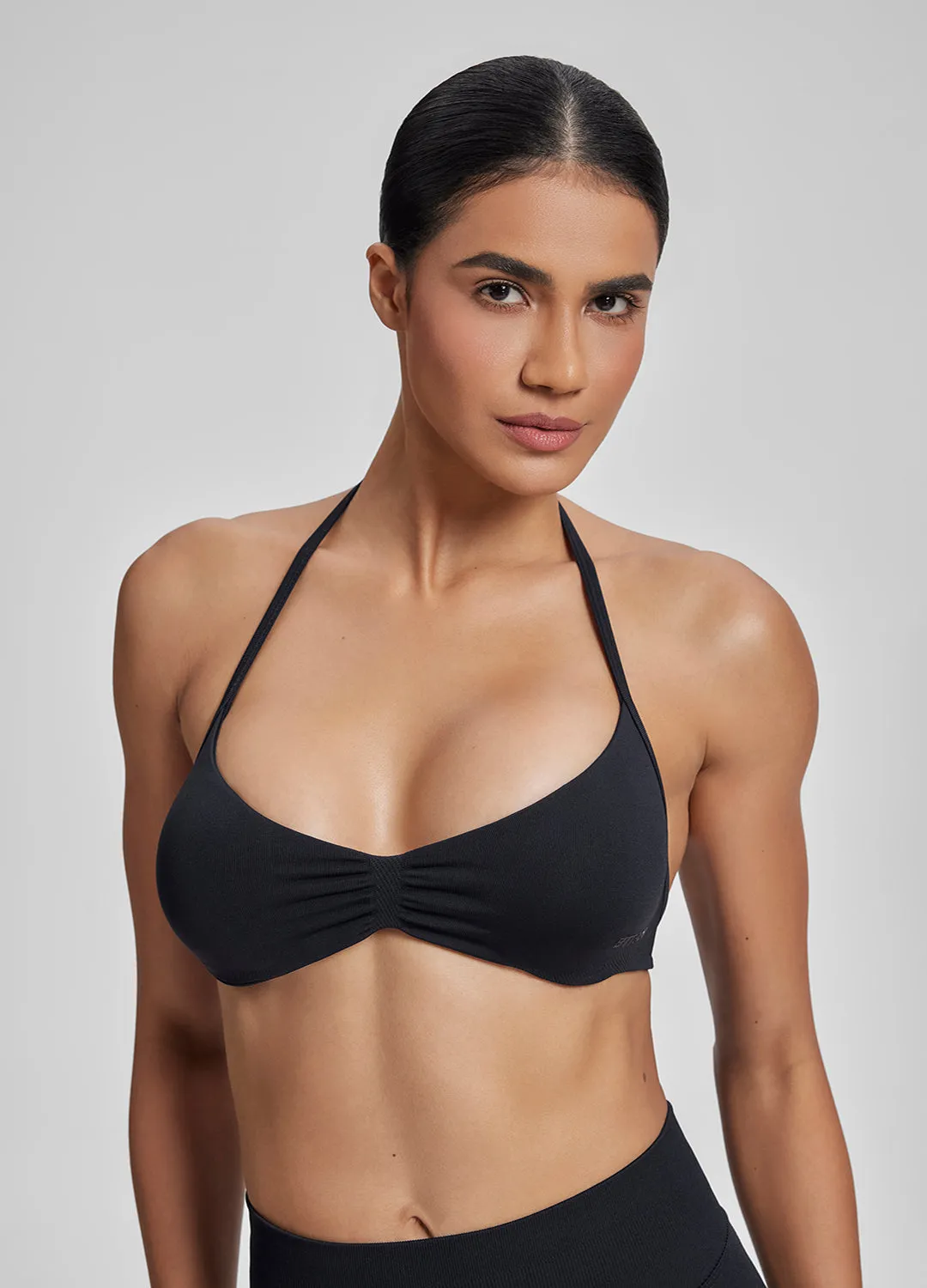 Ultrasculpt Halterneck Backless Strappy Functional Twill Knit Bra sold by BetterMe product image thumbnail 4