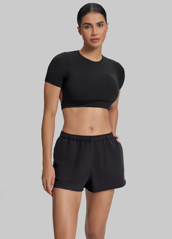 Comfy Mid-Thigh Stretchy Waist French Terry Jersey Shorts sold by BetterMe
