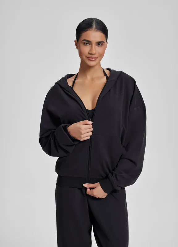 Relaxed Oversized Full Zipper Kangaroo Pockets Soft Hoodie sold by BetterMe