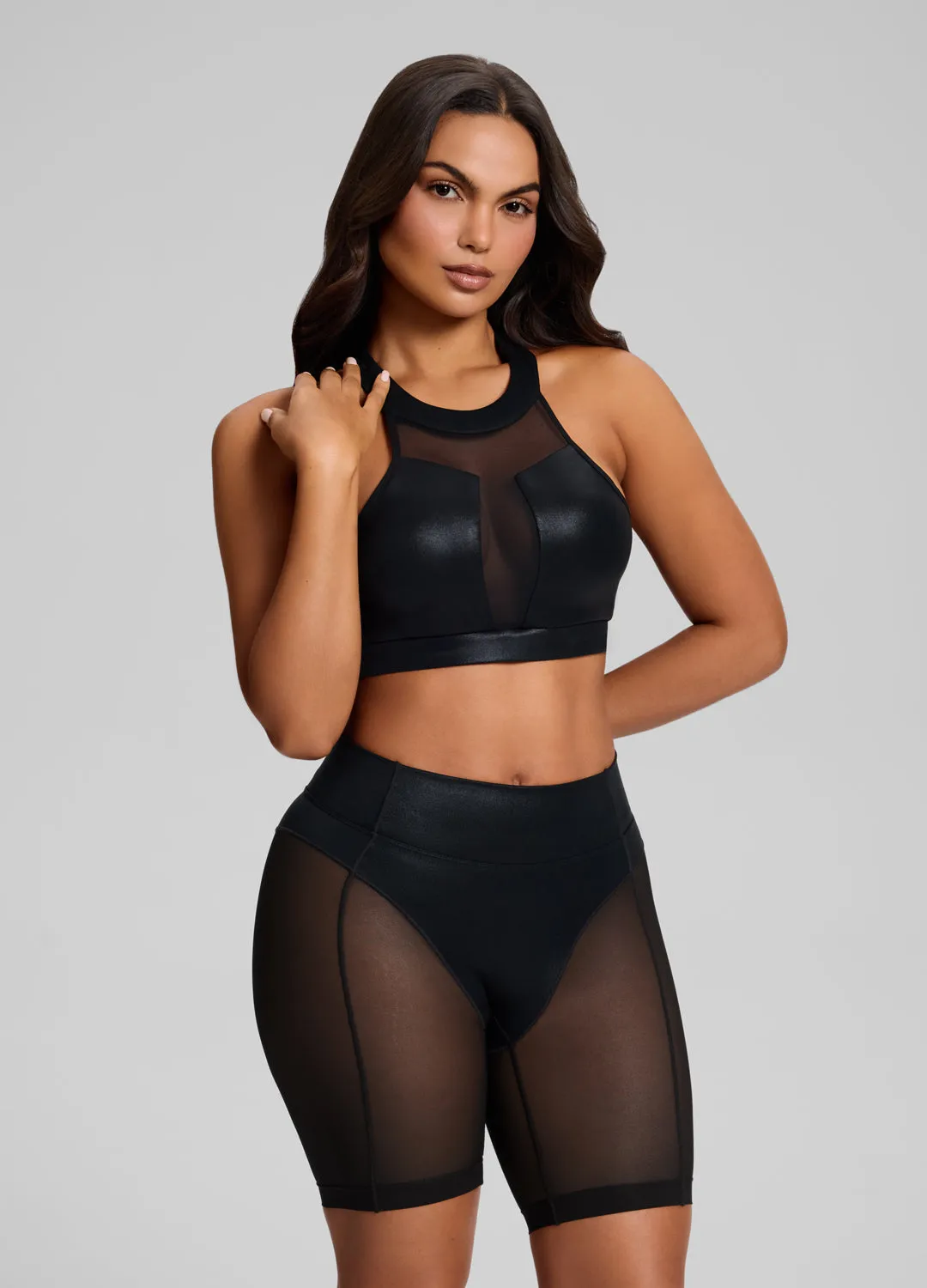 Sculpt Mesh Panel High-Neck Top sold by BetterMe