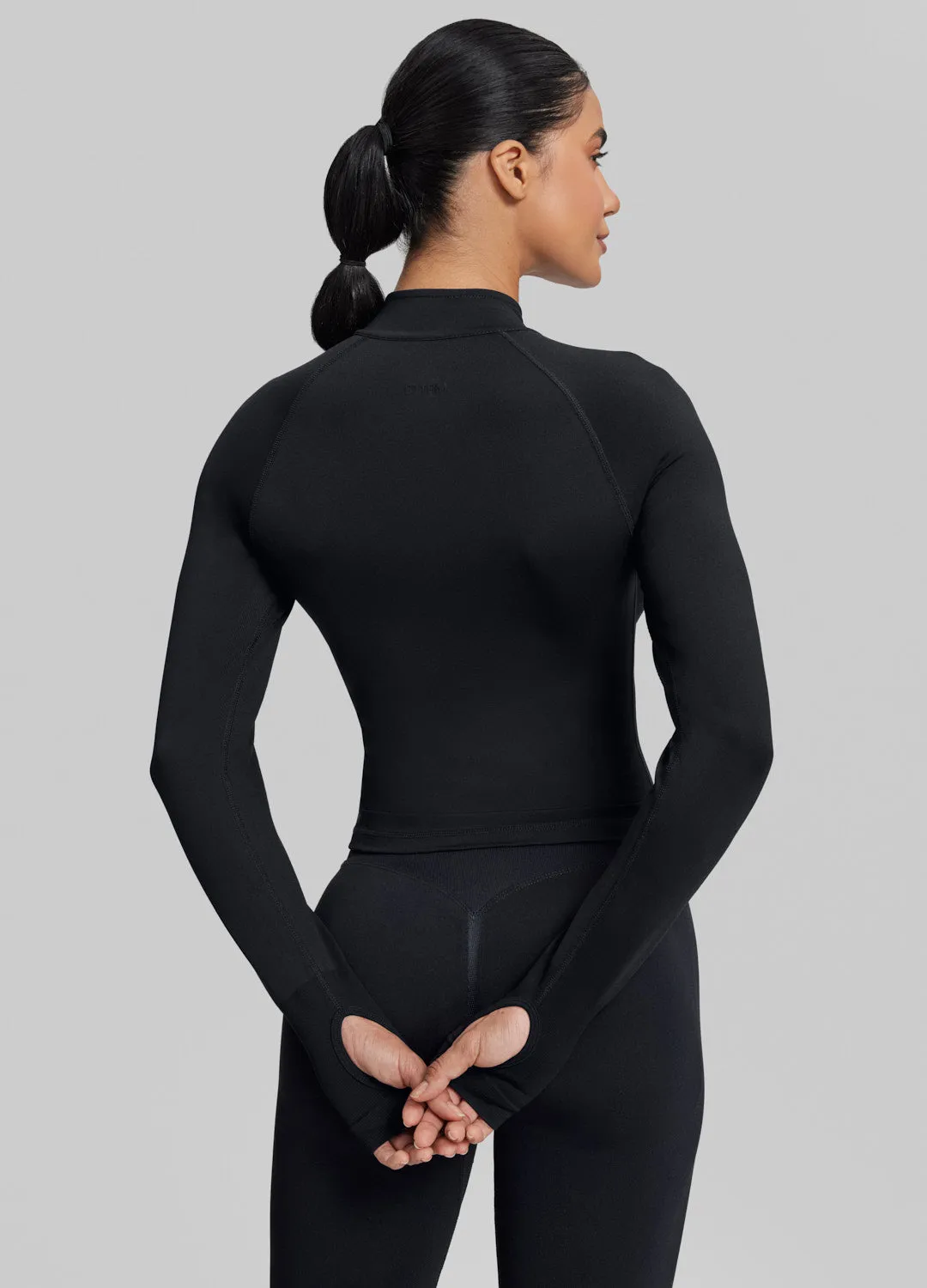 Ultrasculpt Longline Form-Fitting Seamless Thumb Hole Twill Knit Half-Zip Top sold by BetterMe product image thumbnail 3