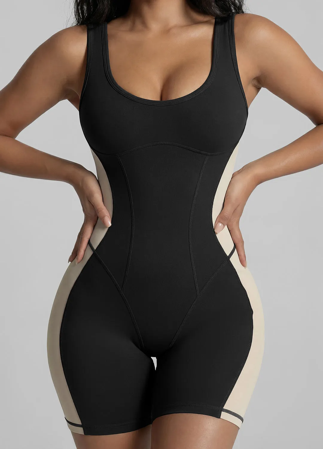 Form-Fitting Open Back Shorts Catsuit sold by BetterMe product image thumbnail 3