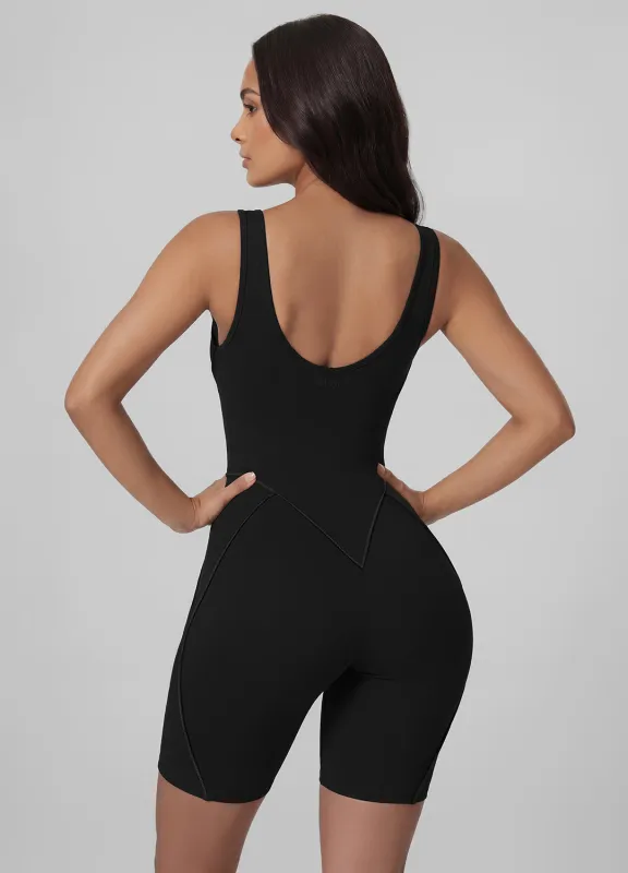 Sleeveless Scoop Neckline Shorts Catsuit made by BetterMe