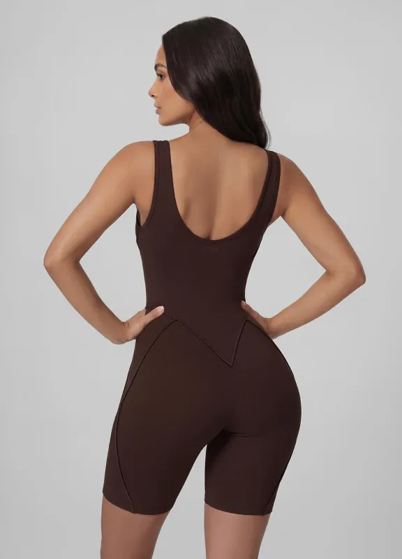 Sleeveless Scoop Neckline Shorts Catsuit made by BetterMe