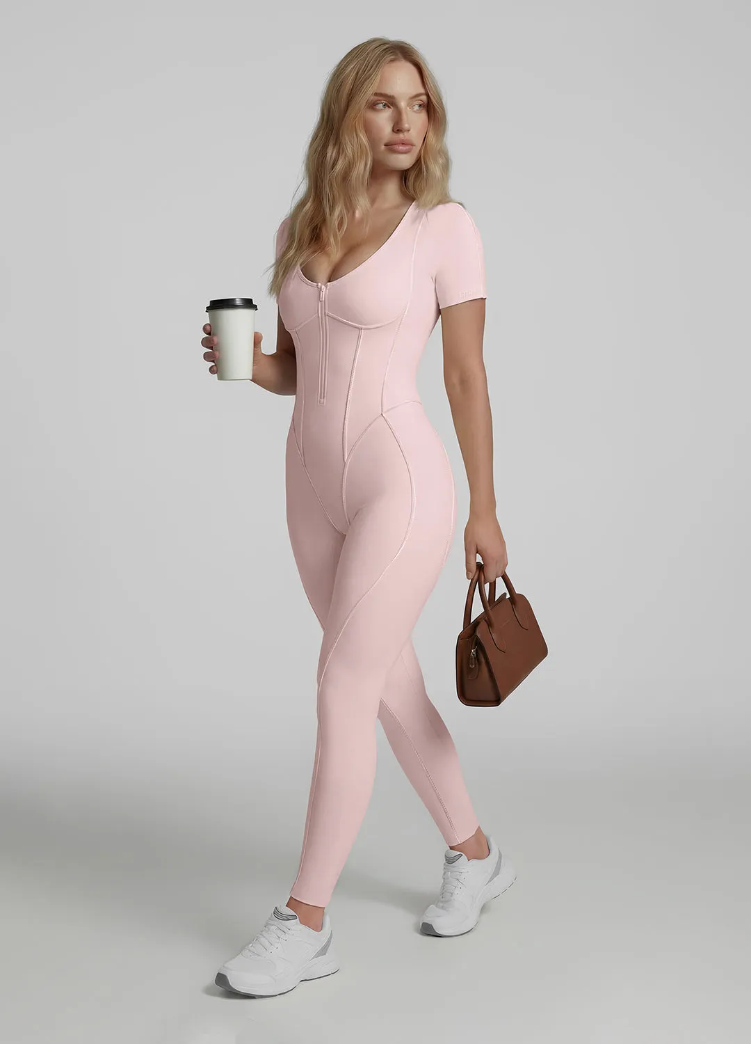 Short Sleeve Scoop Neckline Full-Length Catsuit sold by BetterMe product image thumbnail 5