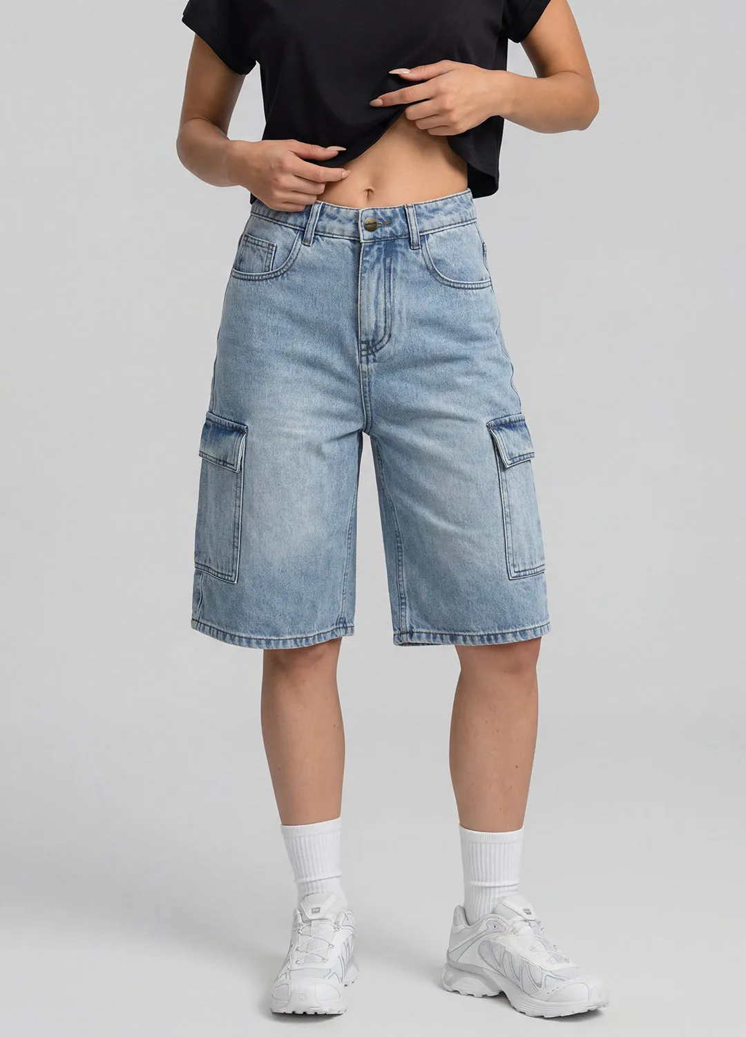 Relaxed Cargo Denim Shorts sold by BetterMe product image thumbnail 3