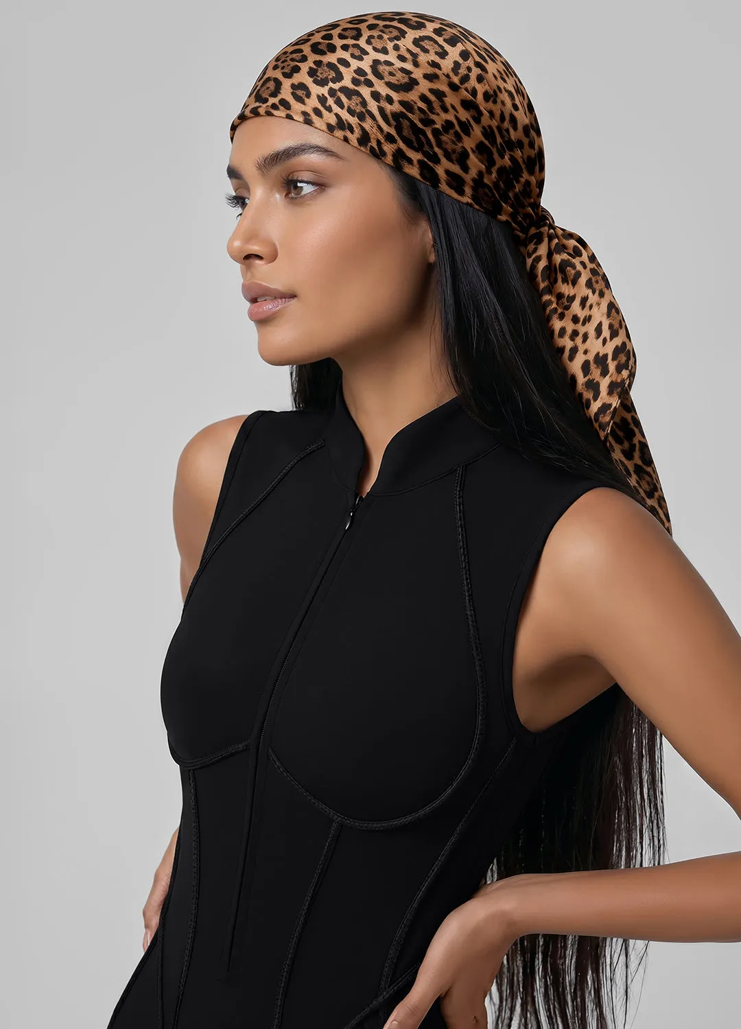 Golden Leopard Satin Headscarf sold by BetterMe product image thumbnail 2