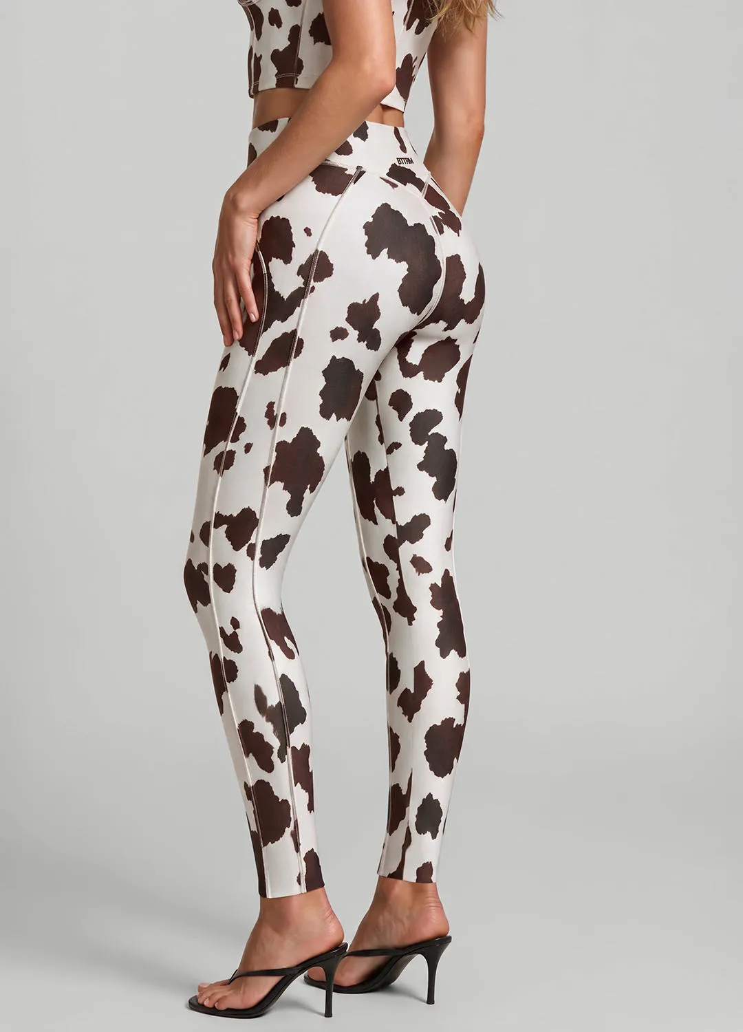 Mocha Cow Contour Stitch Leggings sold by BetterMe product image thumbnail 2