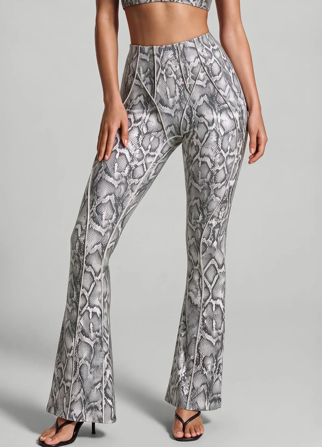 Silver Snake Longline Flare Leggings sold by BetterMe