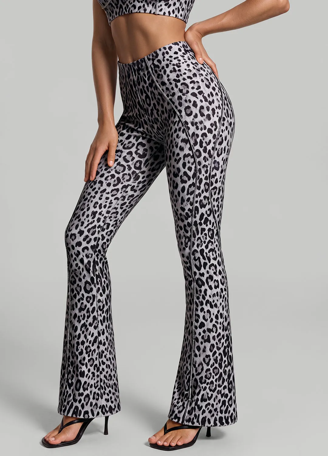 Snow Leopard Longline Flare Leggings sold by BetterMe product image thumbnail 2