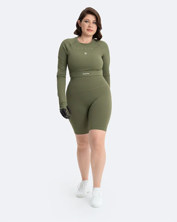 Cropped Long Sleeve Top & Bike Shorts Set | Creating Power Within sold by BetterMe product image thumbnail 5