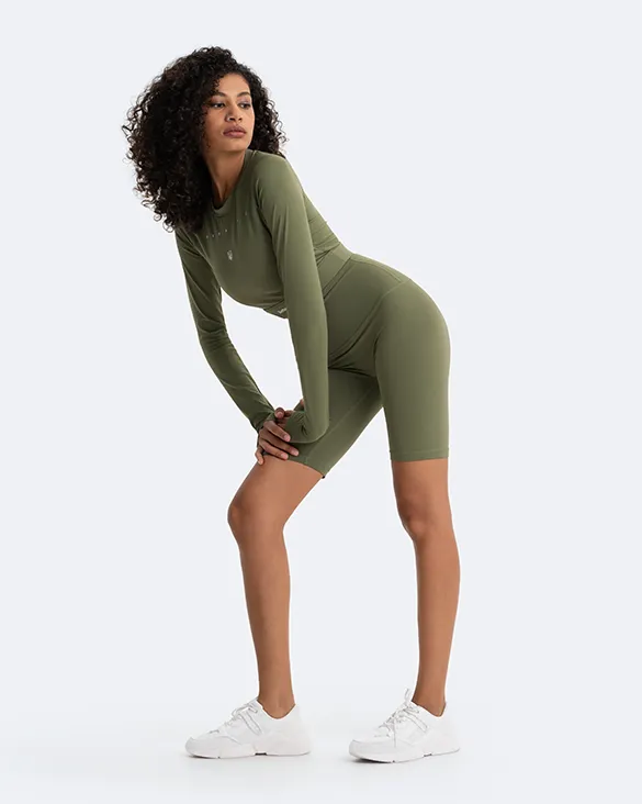 Cropped Long Sleeve Top & Bike Shorts Set | Creating Power Within sold by BetterMe product image thumbnail 2