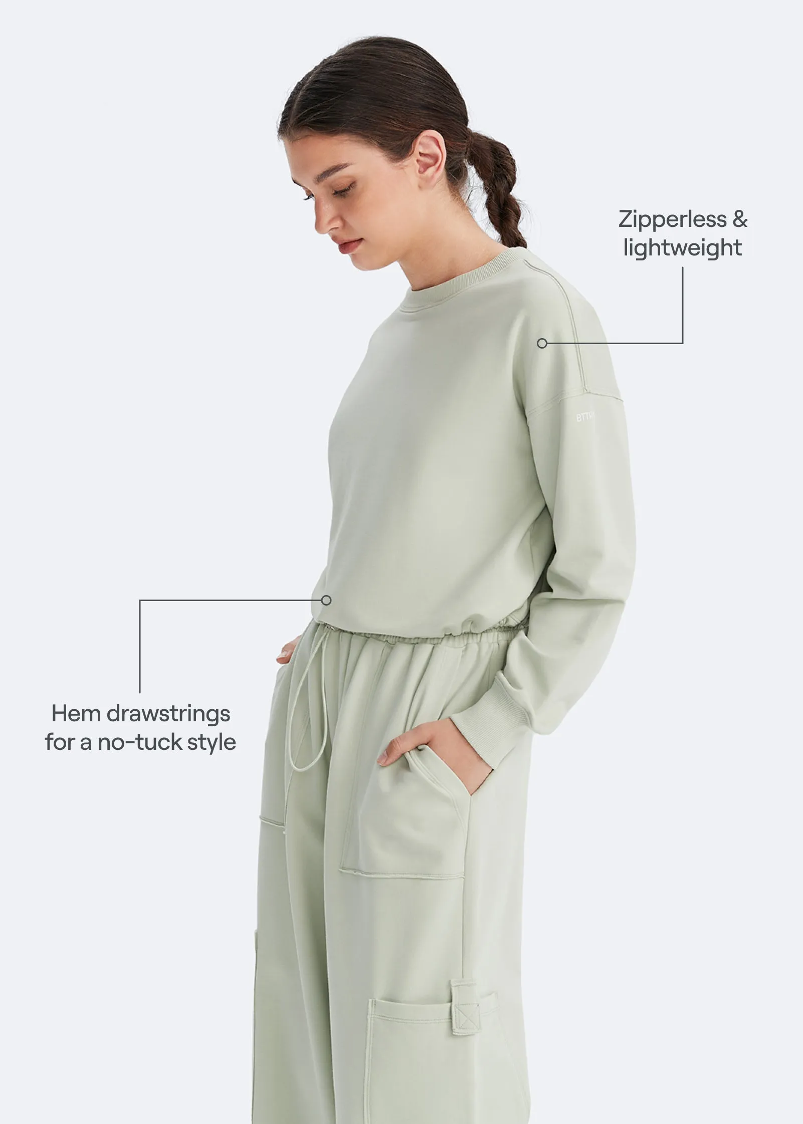 Cropped Sweatshirt with Drawstring sold by BetterMe product image thumbnail 3