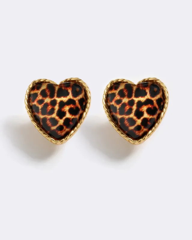 LEOPARD HOT HEART EARRINGS sold by Emma Pills