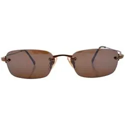 HIDDEN Brown Rimless Sunglasses sold by Giant Vintage