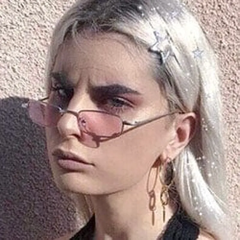 RADDY Silver/Pink Micro Square Sunglasses sold by Giant Vintage