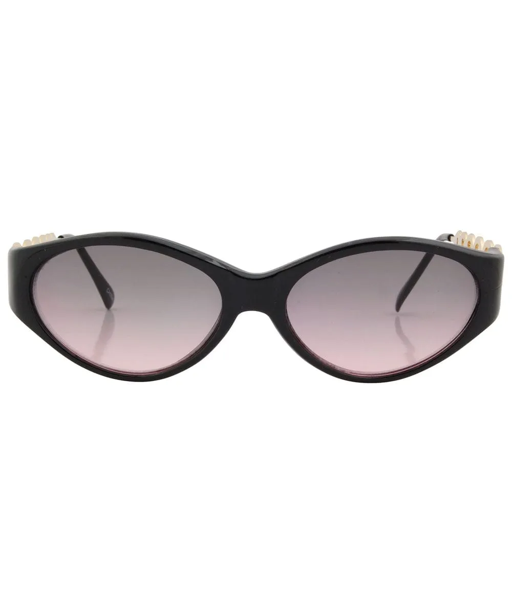 DINAH Black Oval Sunglasses sold by Giant Vintage product image thumbnail 3