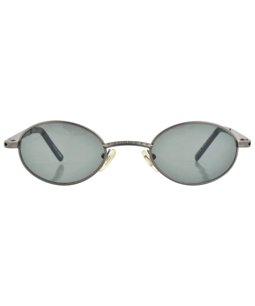CHARLES Gunmetal Oval Sunglasses sold by Giant Vintage product image thumbnail 3
