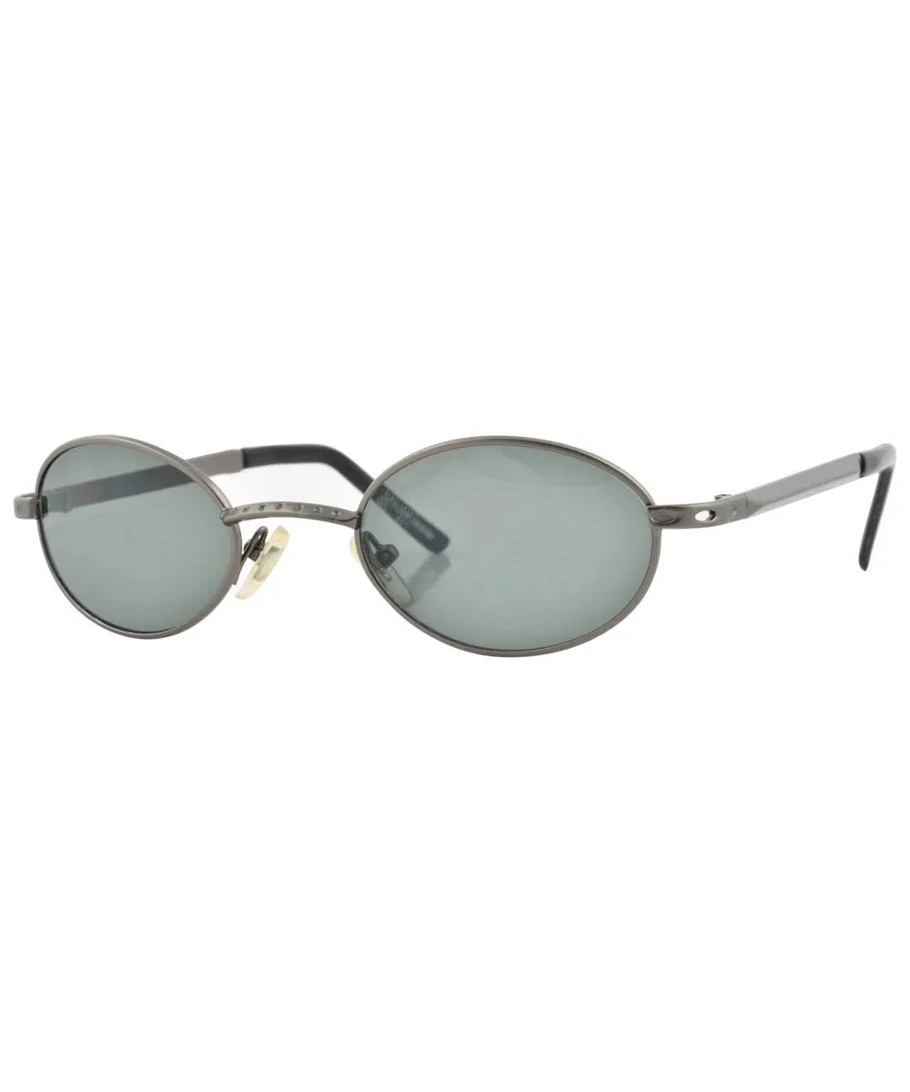 CHARLES Gunmetal Oval Sunglasses sold by Giant Vintage product image thumbnail 2