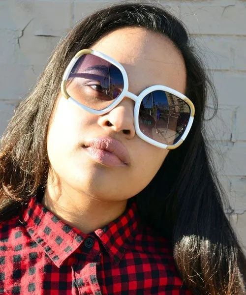 MACARONI White Oversized Sunglasses sold by Giant Vintage product image thumbnail 4