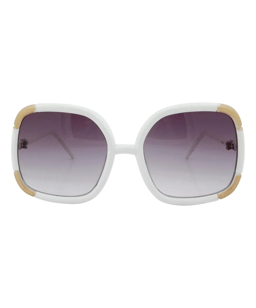 MACARONI White Oversized Sunglasses sold by Giant Vintage