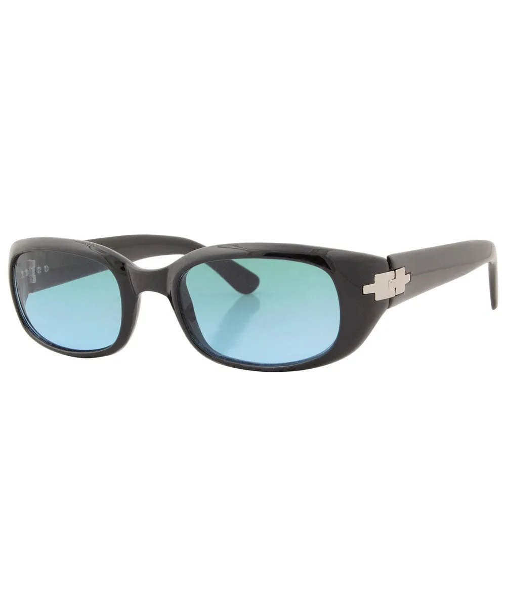 JUNIE Black/Blue Square Sunglasses sold by Giant Vintage product image thumbnail 2
