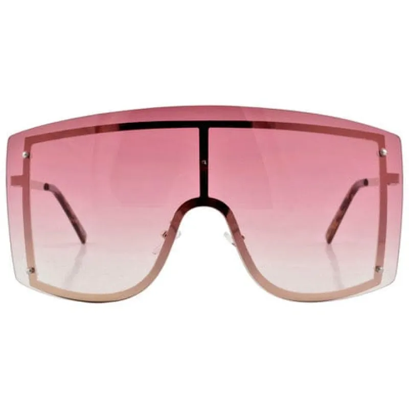 LUXE DELUX Pink Oversized Shield Sunglasses sold by Giant Vintage