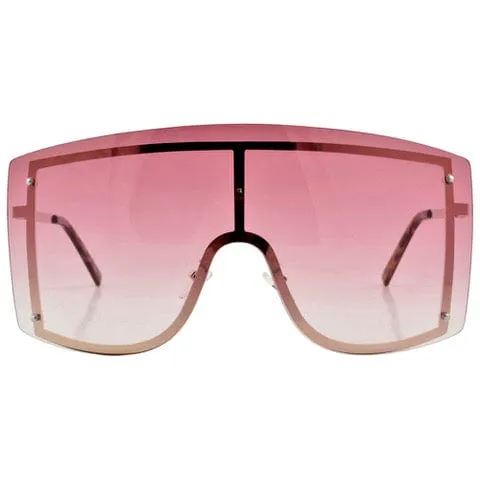 LUXE DELUX Pink Oversized Shield Sunglasses sold by Giant Vintage