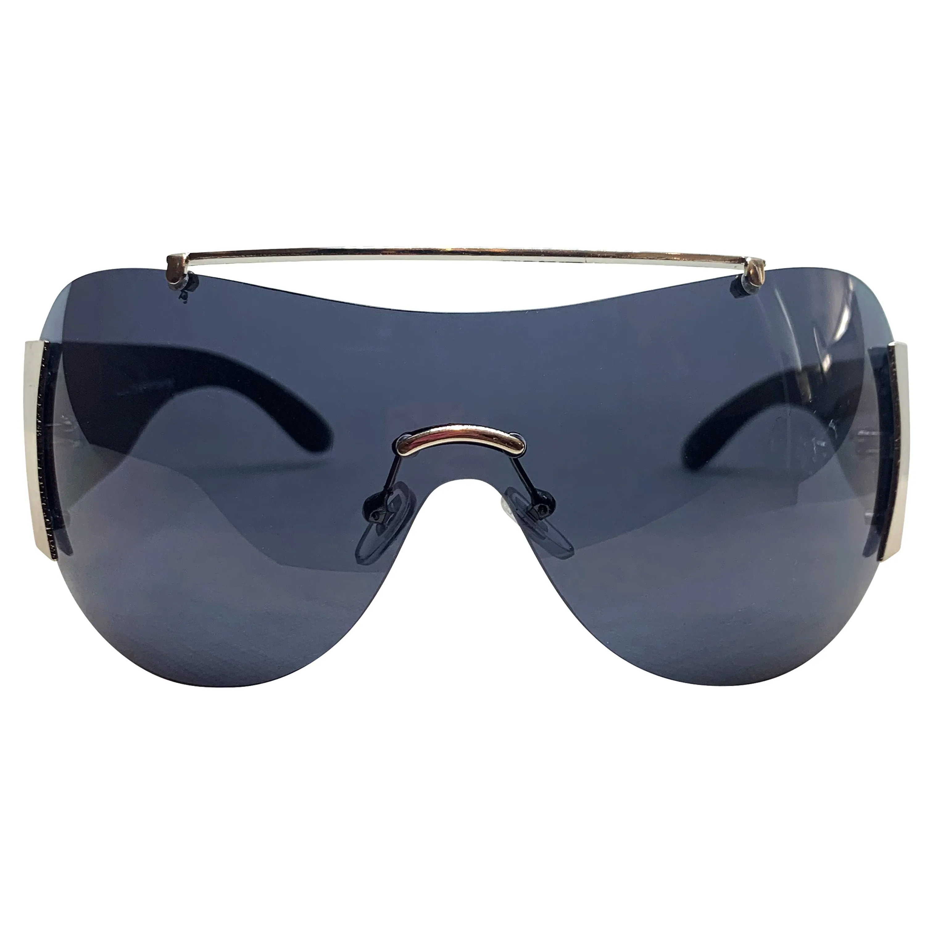 EDDY Y2K Tattoo Art Shield Sunglasses: Black/Super Dark Dragons sold by Giant Vintage product image thumbnail 3