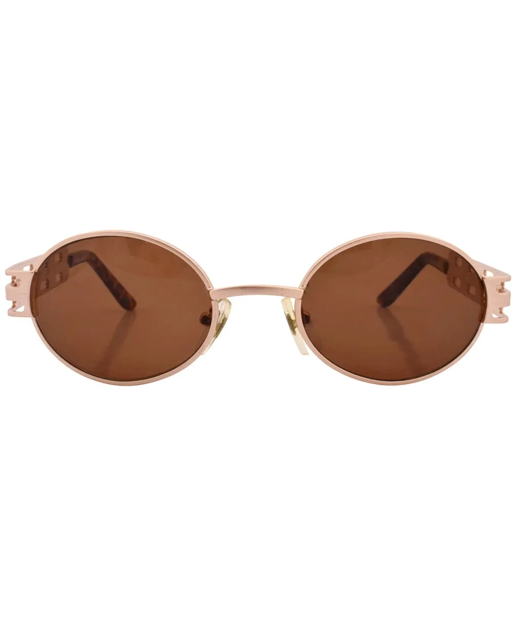 GOODS Gold/Brown 90s Oval Sunglasses sold by Giant Vintage product image thumbnail 3