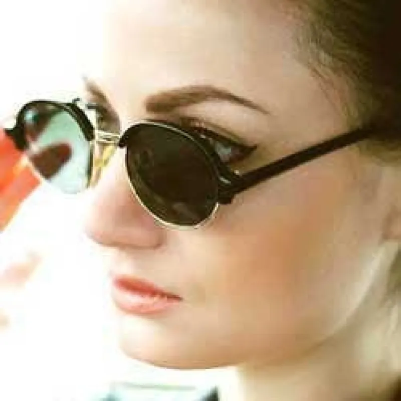 TUNEL Black Round Sunglasses sold by Giant Vintage