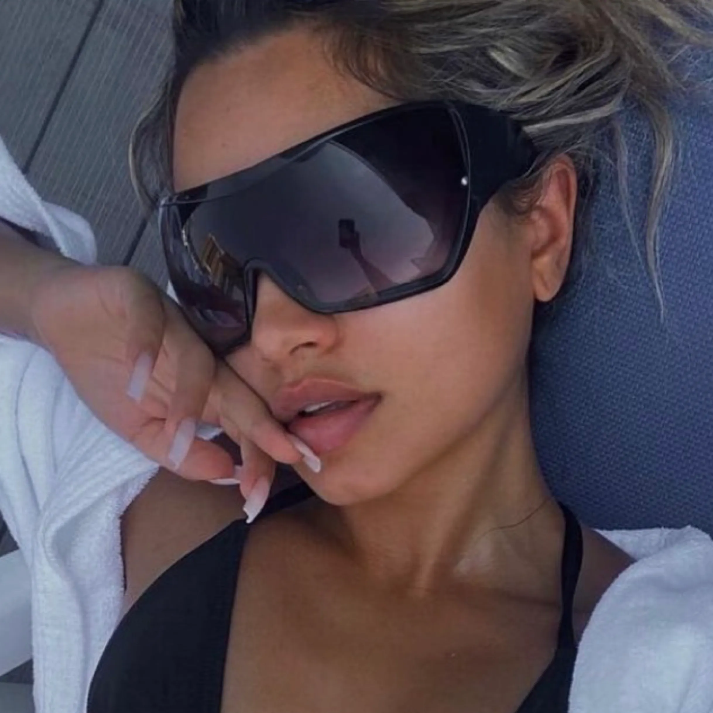 CALIENTE Black Shield Sunglasses *As Seen On: Alabama Barker* sold by Giant Vintage product image thumbnail 4