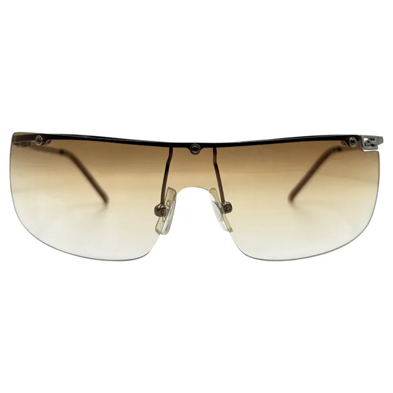 GiGi ALLEN Silver/Amber Y2k Rimless Sunglasses sold by Giant Vintage